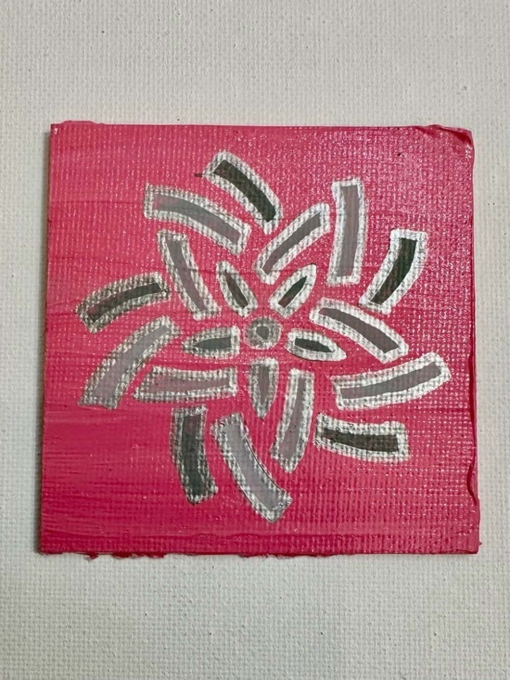 Pink & Silver Abstract Mandala Canvas Magnet